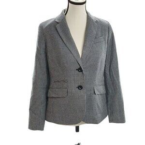 Talbots Blazer Black White Check Classic Wool Blend Womens Size 2